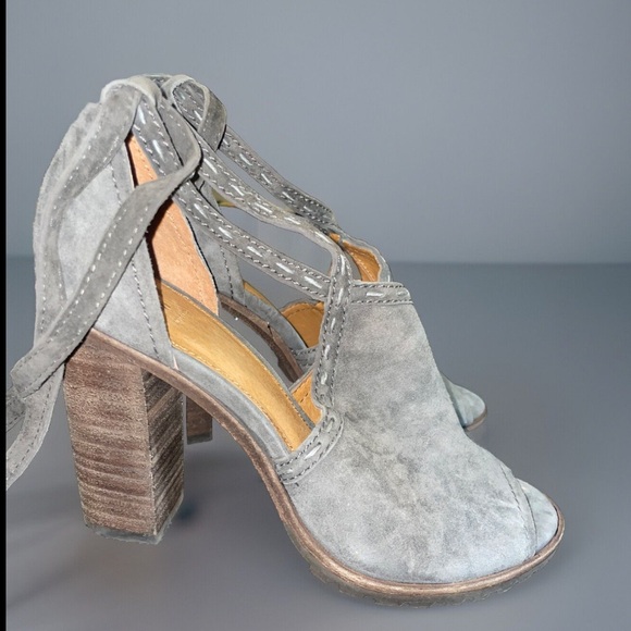 Frye Suzie Pickstitch Lug Heel Grigio Gray Suede Size 7 - Picture 10 of 12
